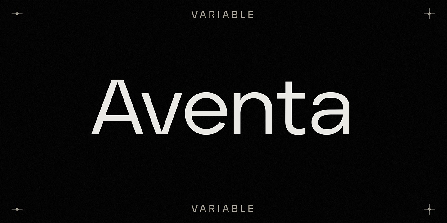 Beispiel einer Aventa Variable Italic-Schriftart